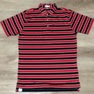 Peter Millar Summer Comfort Golf Polo Shirt Striped Red Black White Men’s Size L